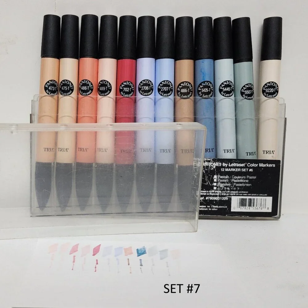 PANATONE TRIA by Letraset Art Color Markers 3 Tip w/Case EXCELLENT Tested D/C